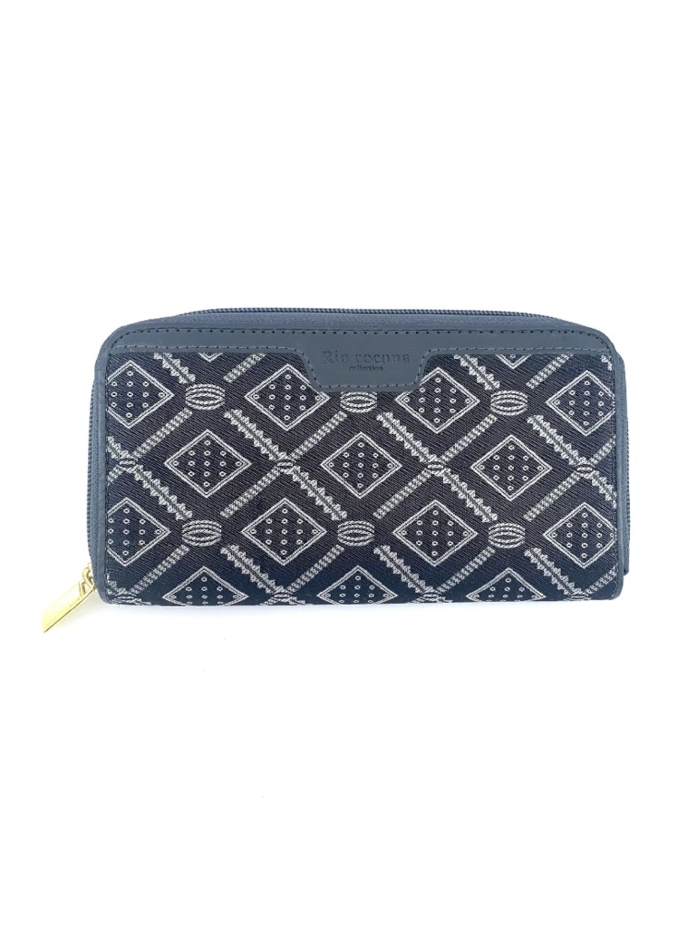 Rio Cocona Zip Around Wallet Black Gray Fabric Faux Leather NWOT